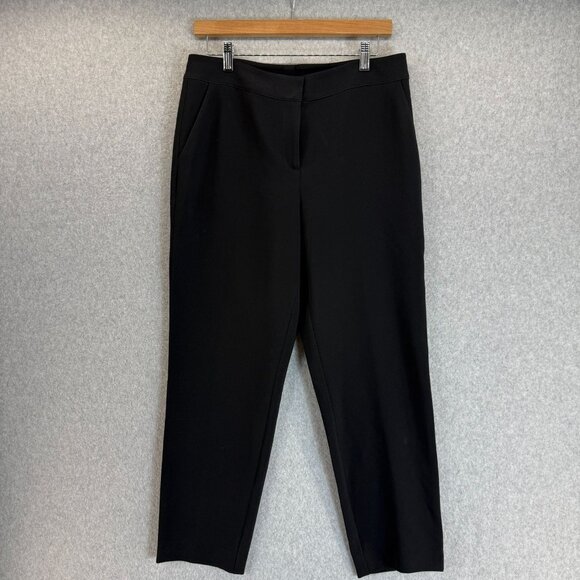 St John Caviar Black Pants Trouser Slacks Straight‎ Leg Pockets Womens Size 8 - Picture 1 of 14